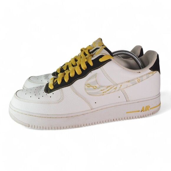 Nike Air Force 1 '07 LV8 'Gold Links Zebra Print' Sneakers DH5284-100 Men's 11.5 - Picture 2 of 13